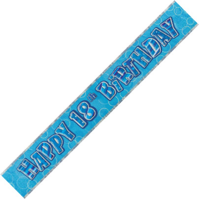 (image for) Happy 18th Birthday Blue Foil Banner (3.6m)